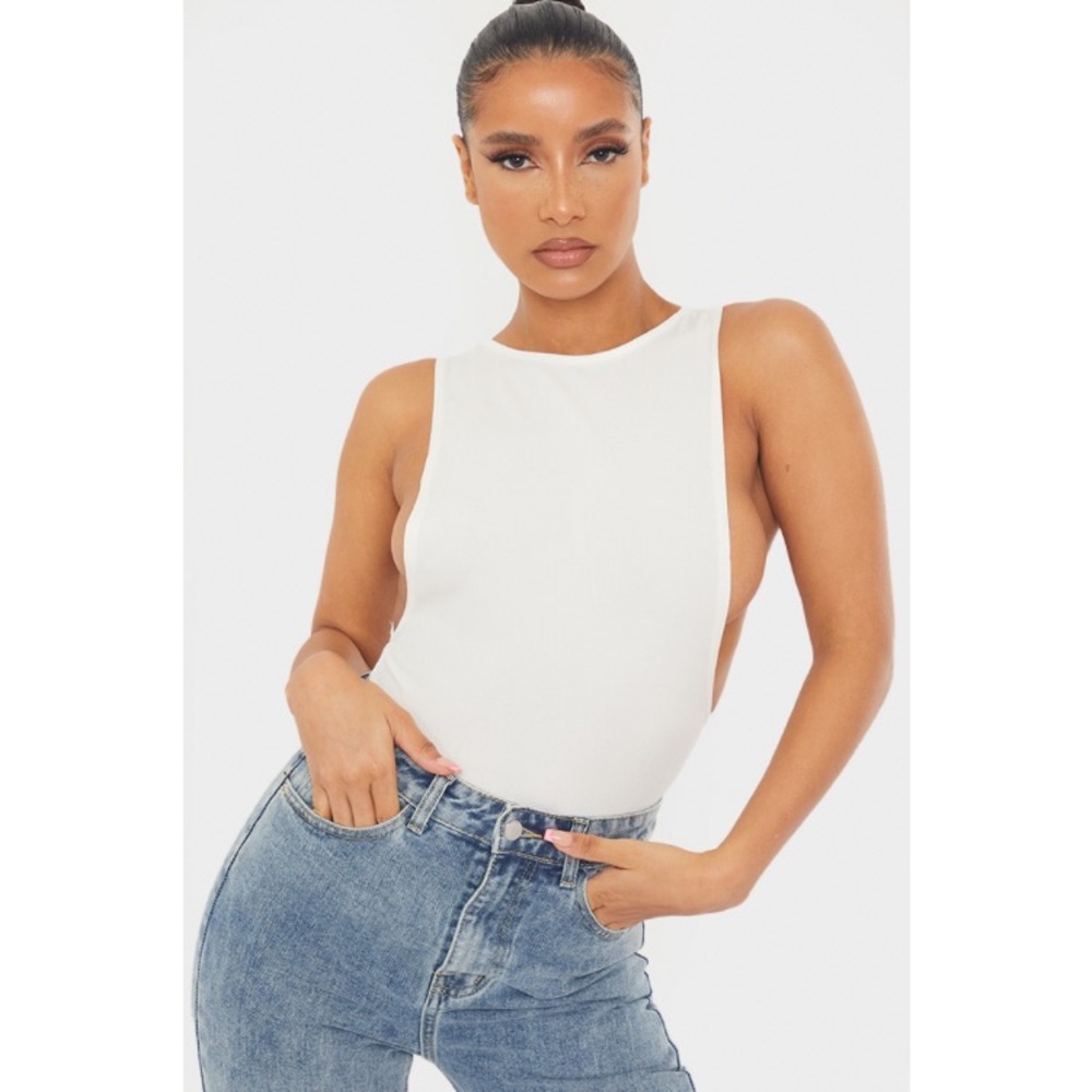 White Low Side Cut Body Suit